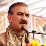 Sukhvinder Singh Sukhu addressing media after Congress-backed candidates secured victory in 32 urban local bodies in Himachal Pradesh.